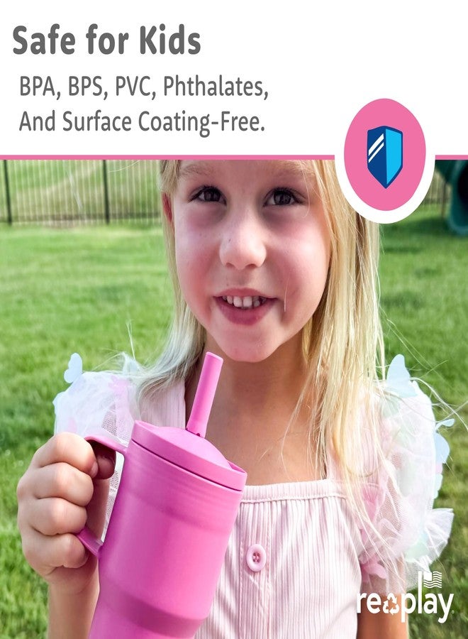 Re-Play 10 oz Tumbler for Toddlers (2 Pack) – No‑Spill Straw Cup, Dishwasher Safe & Durable, Fits Standard Cupholders – Made in USA from Recycled HDPE, Sky and Lime - Image 4
